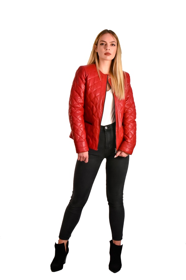 FemaleHopes  Δερμάτινο Μπουφάν με Ανάγλυφη Υφή