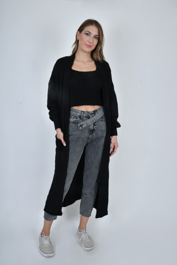 FemaleHopes  Πλεκτή Oversized Ζακέτα με Τσέπες.