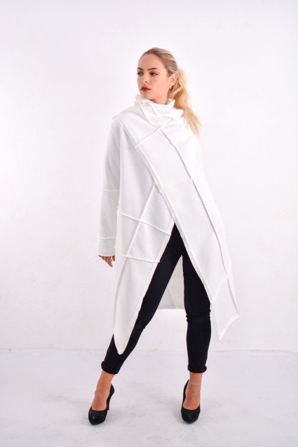 FemaleHopes  Φούτερ Oversized  Ζακέτα Σταυρωτή με Εξωτερικές Ραφές