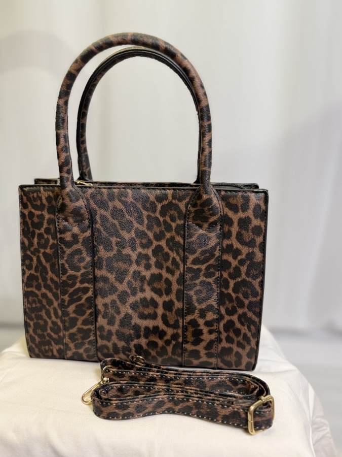 FemaleHopes  Δερματίνη Tote Τσάντα με Λεοπάρ Σχέδιο & Φερμουάρ