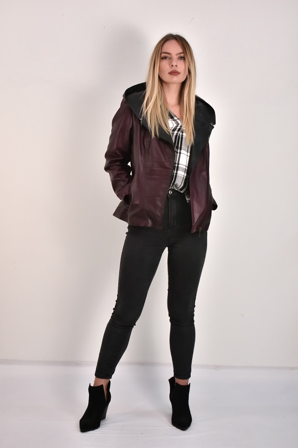 FemaleHopes  Δερμάτινο Bicker Jacket με Κουκούλα