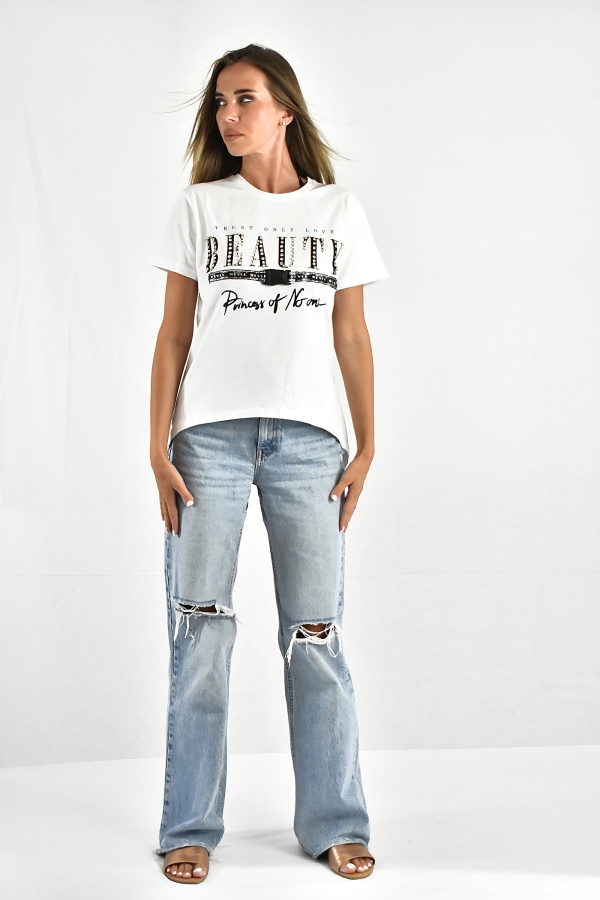 FemaleHopes  T-SHIRT ΜΕ ΣΧΕΔΙΟ ΣΤΡΑΣΣ